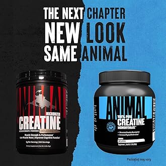 ANIMAL Pure Creatine Monohydrate – Pure, micronised Creatine Monohydrate Powder – 5 g Creatine per Serving – Easily Absorbed & unflavoured – 500 g
