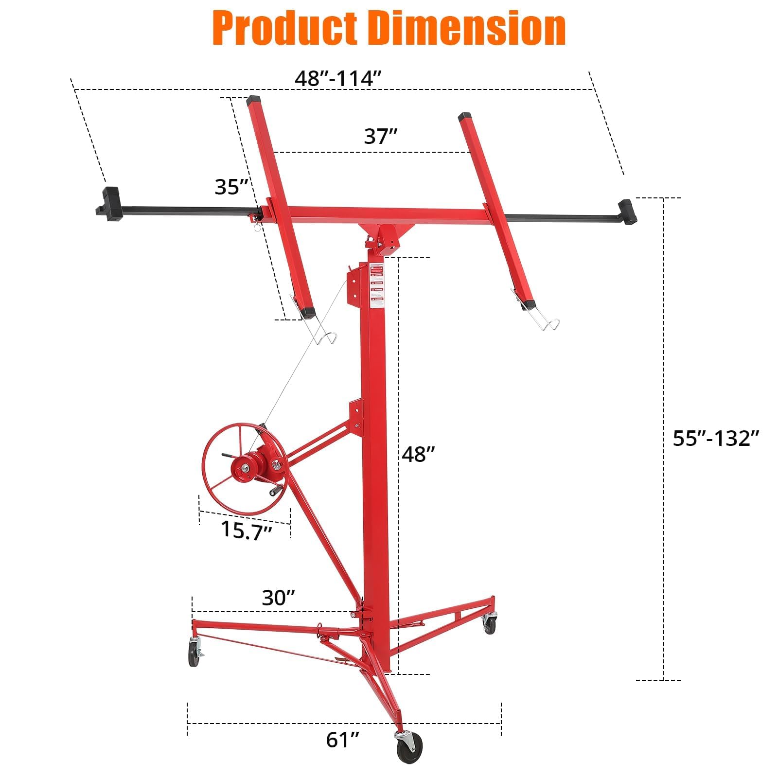 GarveeLife Profi Trockenbau-Lift für Gipskartonplatten – 11ft/3,35m Höhe – 360° drehbarer Teleskoparm – 150kg Tragkraft – klappbar & höhenverstellbar – 3 arretierbare Rollen – für Decken- &