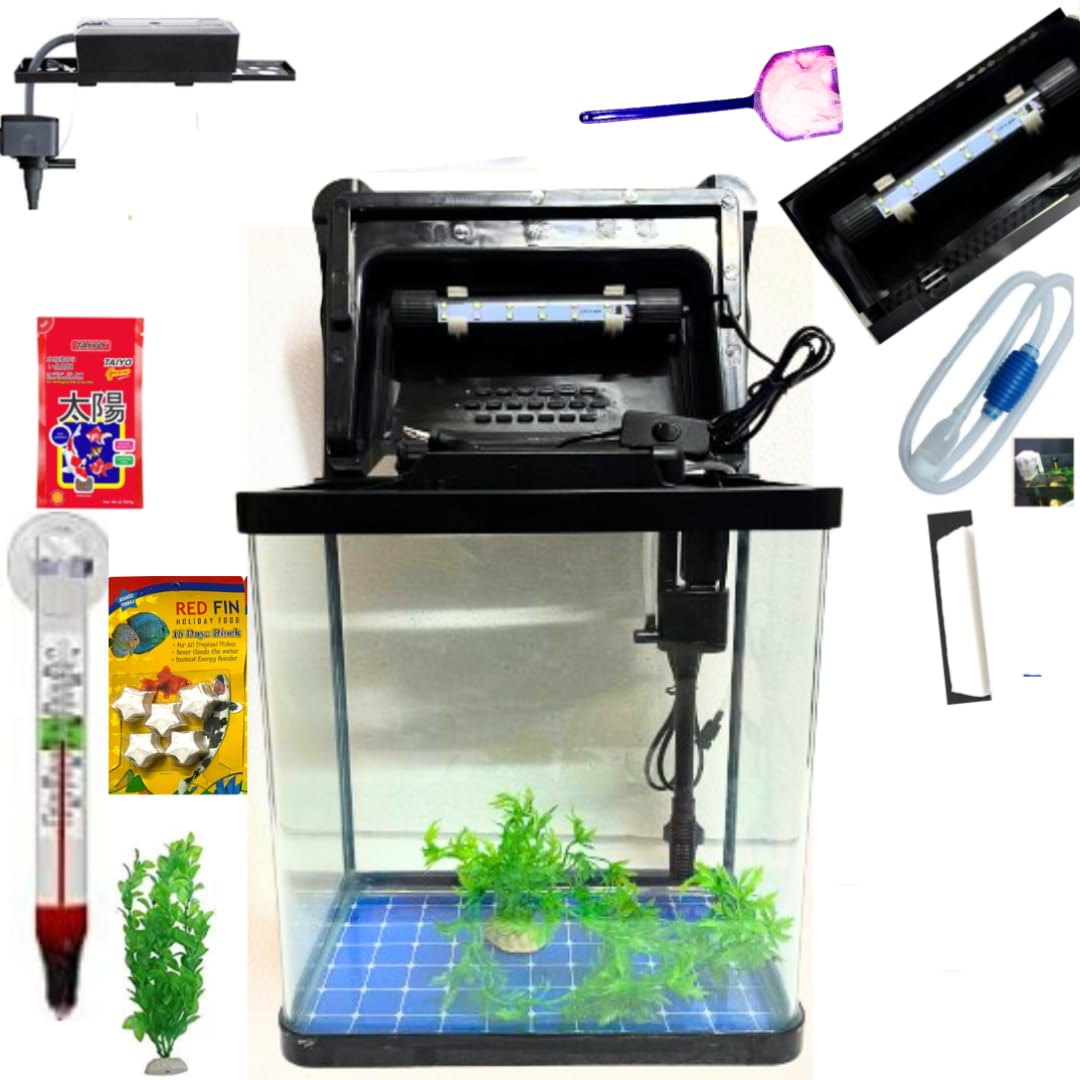 KSH Store-15 Litre Modern Aquarium Fish Tank Full Kit for home Curved Fish Tank With Led Light, Top Filter With Motor,Plant,Filter ,Sponge, Pump (B0C3XXBD9Q) Amazon Price History, Amazon Price Tracker