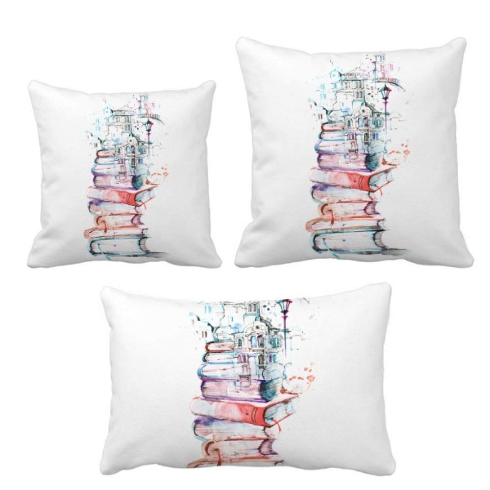 Housse de coussin livres aquarelle au design artistique raffiné