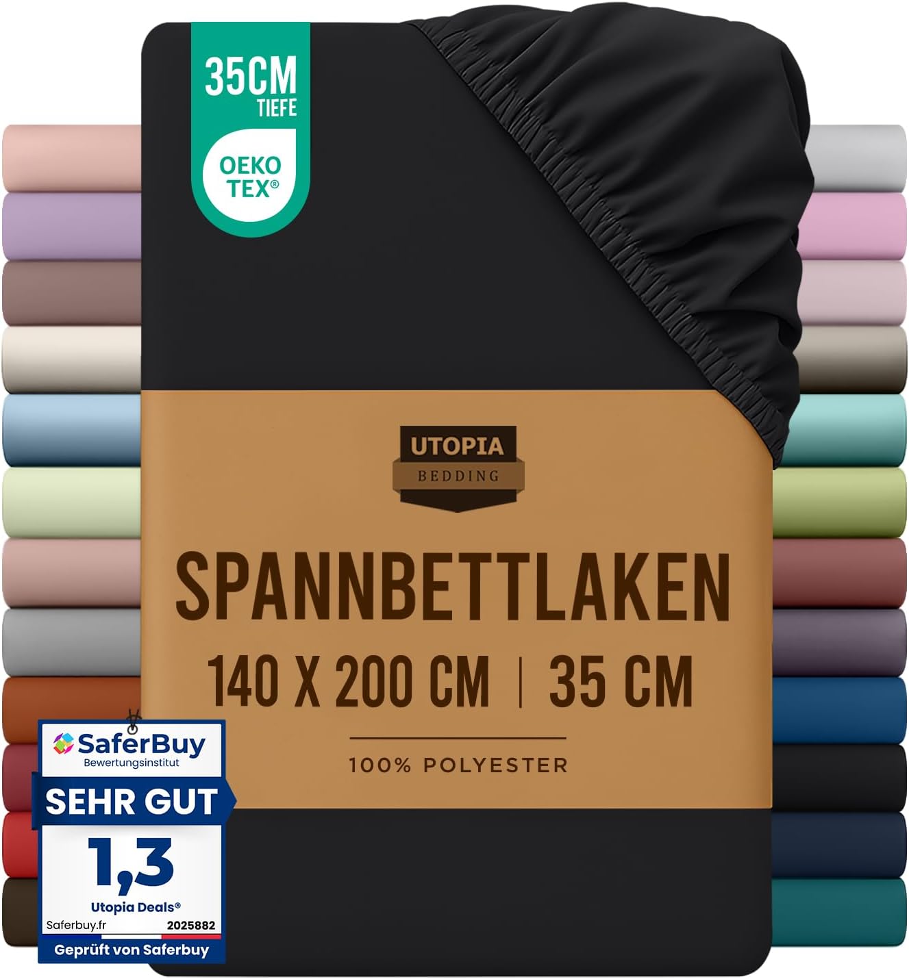 Utopia Bedding - Spannbettlaken 180x200cm - Grau - Gebürstete Polyester-Mikrofaser Spannbetttuch - 35 cm Tiefe Tasche