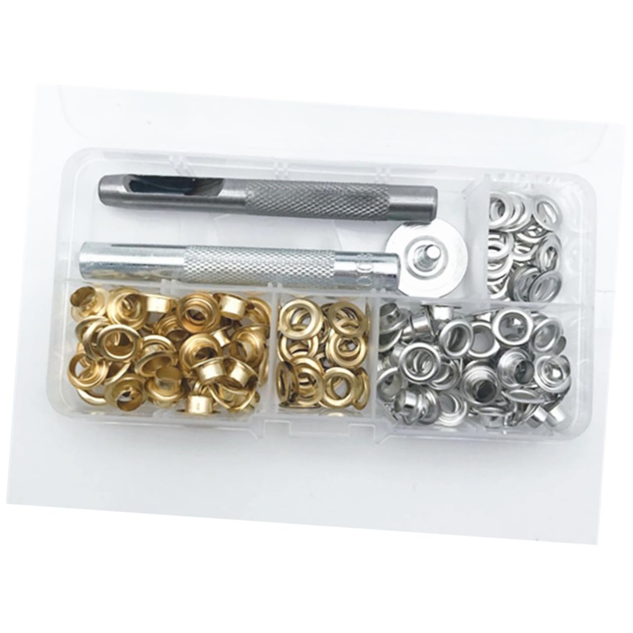 VILLCASE 100pcs Metal Grommet Eyelet Installation Tools for Shoes Clothing and Crafts Easy to Use Storage Case Included