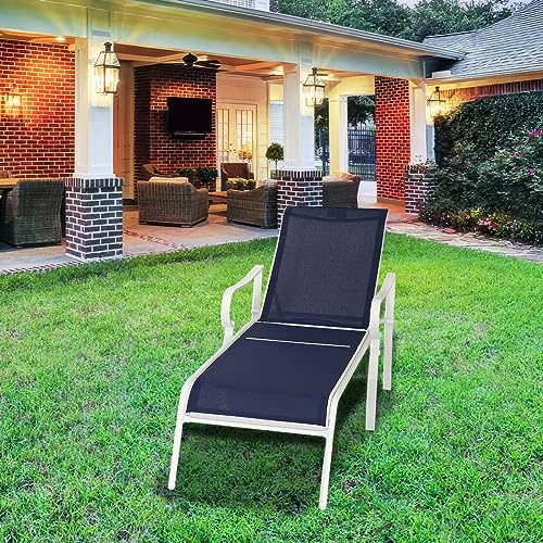 TINKLE WELL Chaise Lounge Outdoor, Dark Blue TINKLE WELL Chaise Lounge Outdoor, Dark Blue