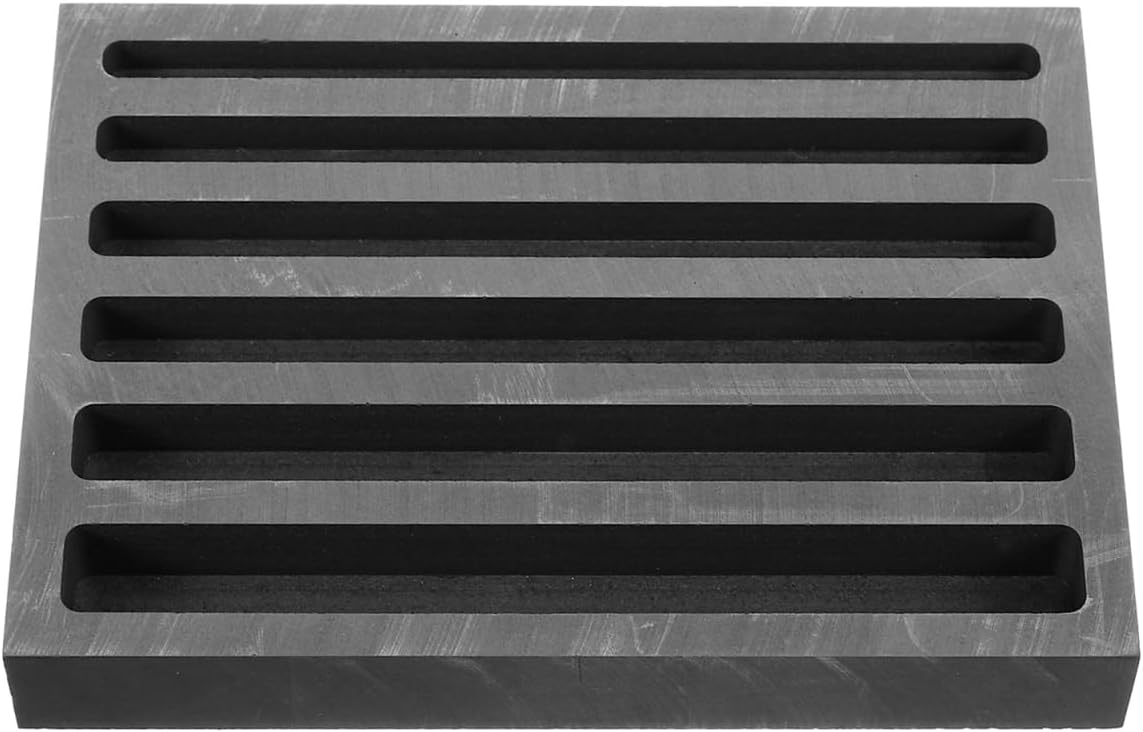 VILLCASE Graphite Ingot Mold, 6-in-1 Long Bar Smelting Mold for Metal Casting, Metal Melting Refining Crucible Tool for Gold Silver Copper Aluminum Lead and Jewelry Casting