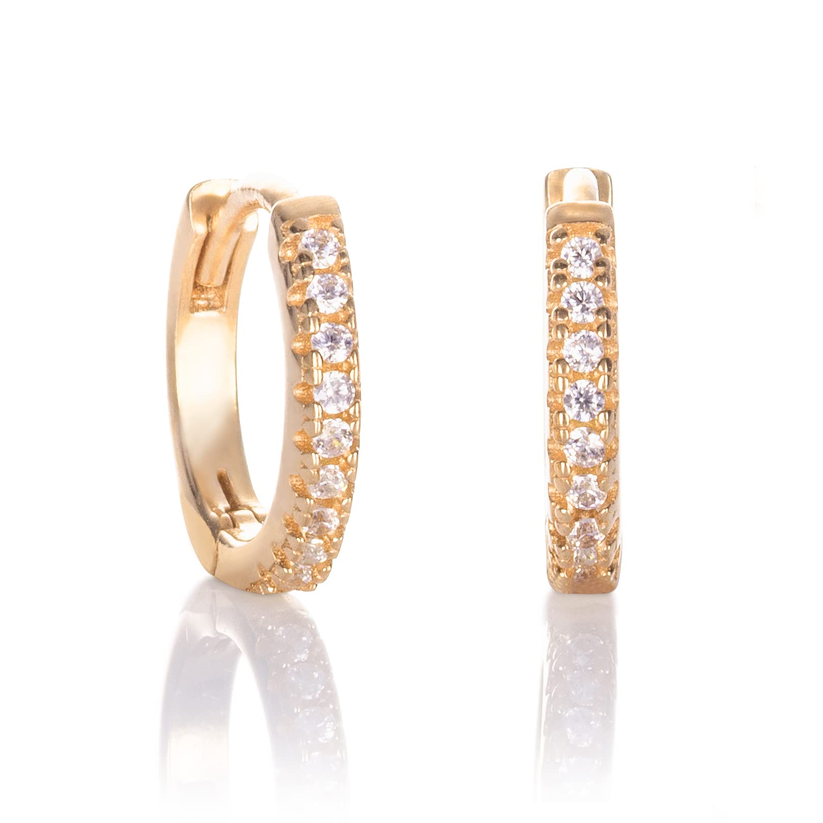 namana Pendientes Aros Pequeños para Niña y Mujer, Pendientes Aros Plata de Ley 925 con Piedras Cúbicas Circonitas Blancas o de Colores, Mini Pendientes de Aro Para mujer