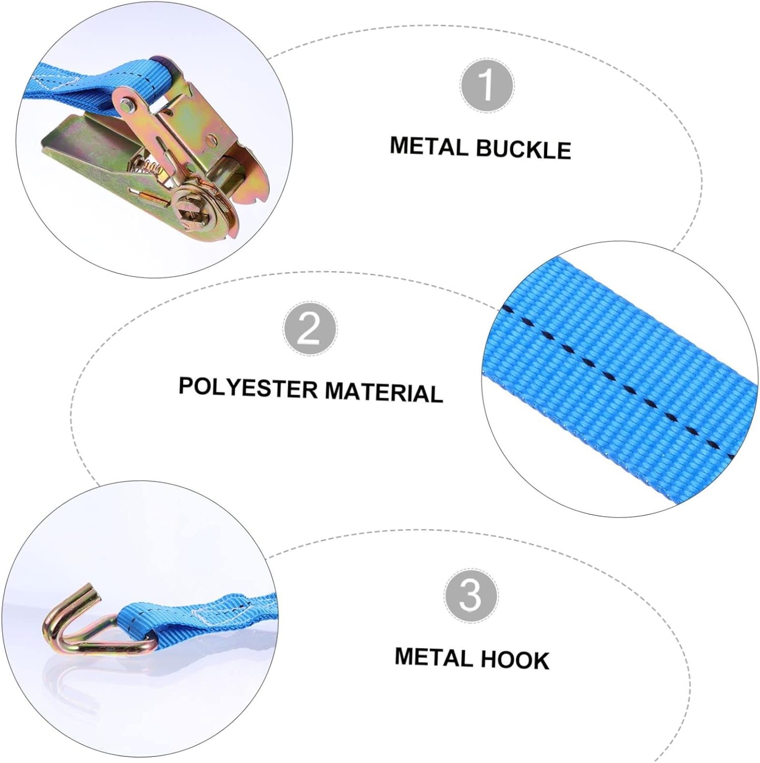 4pcs Cargo Binding Device Luggage Strap for Secure Tie Down Wide Easy to Operate Suitable for Outdoor Use Protects from Damage