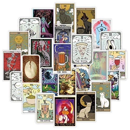 50 Pack Tarot Stickers Myth Magic Astrology Divination Stickers for Laptop,Water Bottle,Hydroflask,Skateboard Phone Aesthetic Future Love Fortune Waterproof Vinyl Sticker Decal for Teens Adults Girls