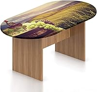 Vista 25 de Mantel ajustable ovalado, decoración de molino de viento, de poliéster elástico, mantel medieval con estampado de molinos de viento españoles