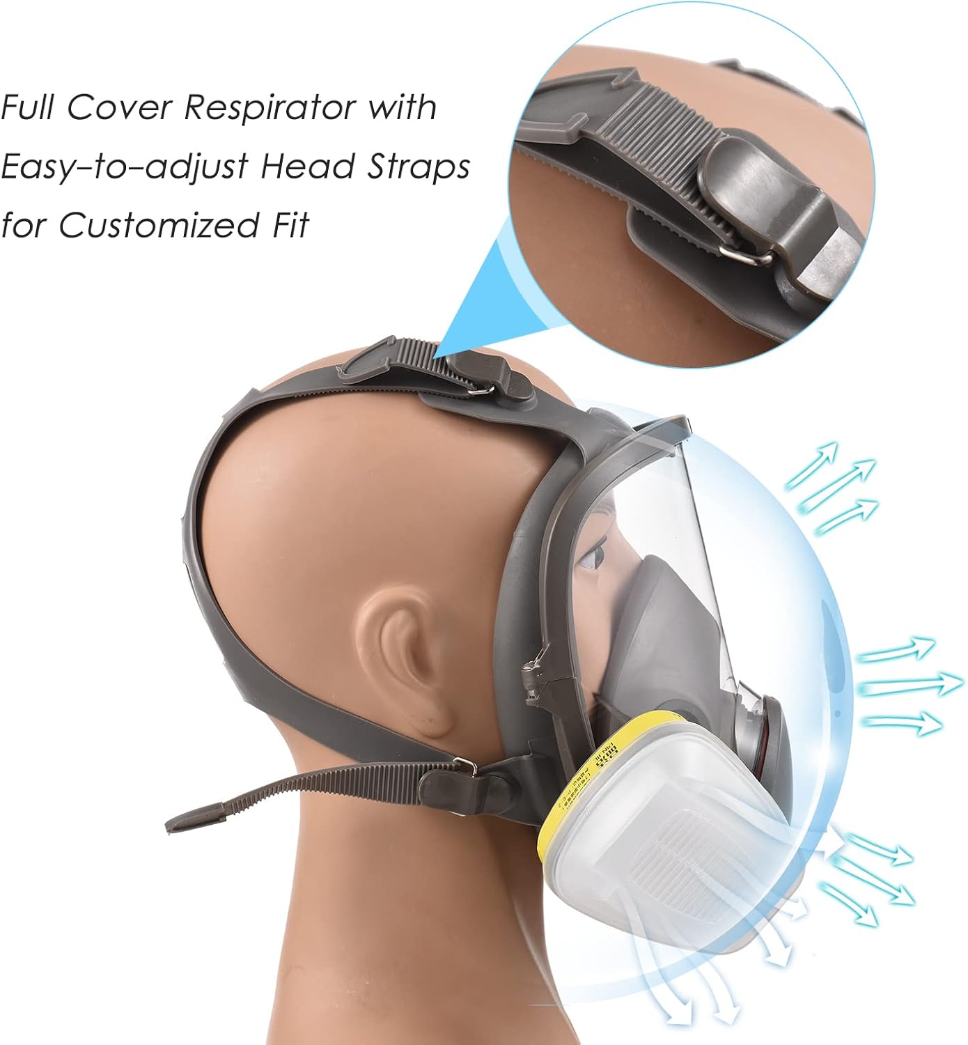 Reusable Full Facepiece 6800 Gas Breathing ion Full Face Cover Wide Field of View for Painting Organic Vapor Welding Polishing Woodworking and Other Work ion - Image 6