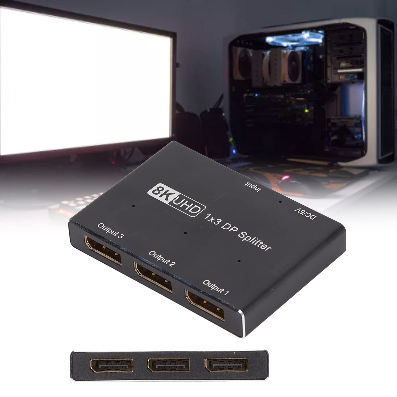 Rozdzielacz DisplayPort 8K, Potrójny Koncentrator MST, Adapter 1x3 dla Systemu IOS, Kompaktowa Konstrukcja, Wyjście 4K 144 Hz