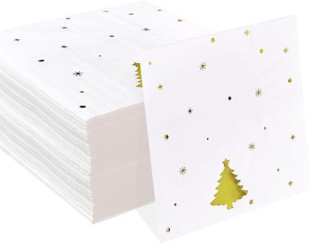 HEIPINIUYE 50 Pieces 3-ply Christmas Tree Napkin Disposable Cocktail Napkins Beverage Napkins Dessert Napkins Paper Napkins for Christmas Party Paper Dinner Napkins