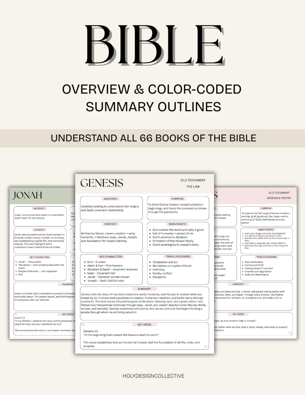 Bible Overview & Color-coded Summary Outlines: Bible Study Book to Understand all 66 Books of the Bible
