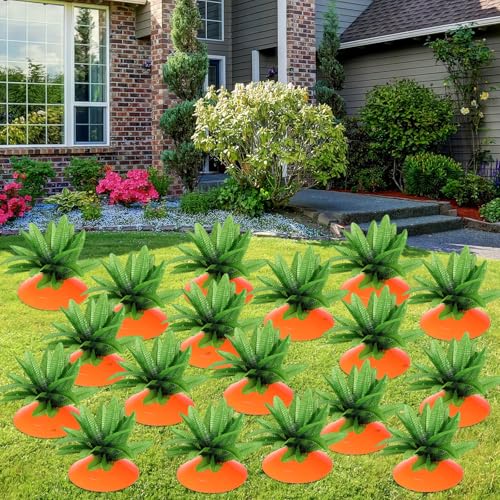 ywmigl 18 Set Easter Carrots Yard Decorations DIY Carrots Yard Sign Stakes Easter Plastic Outdoor Decorations for Spring Lawn Garden Yard Decor Easter Decor Home Lawn Patio Decorations (B Style)