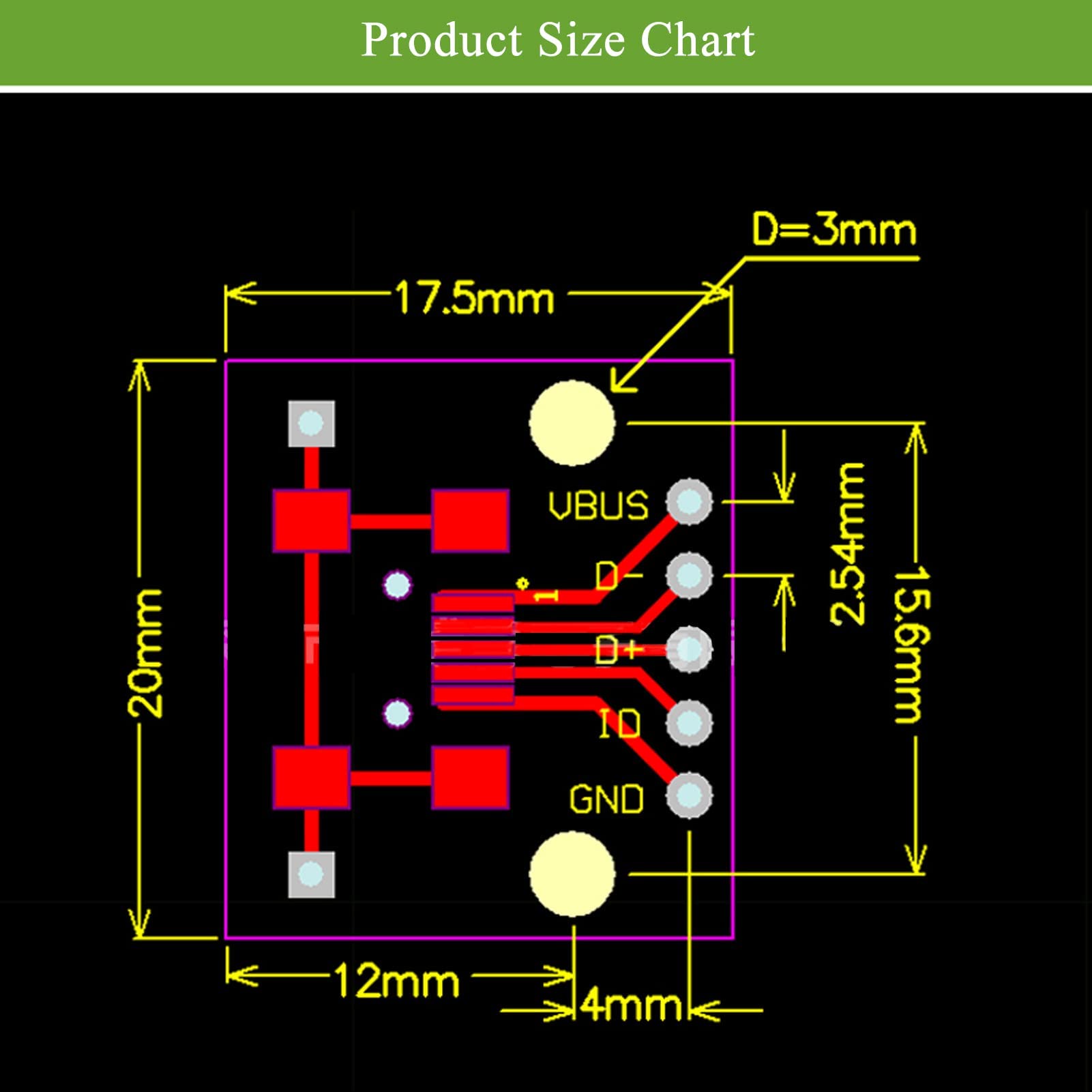 10 Prese USB Tipo A Femmina Breakout Board – 4 Pin, Passo 2,54 Mm, Per Alimentazione USB Fai-da-te E Breadboard, PCB Con Marcature - 2