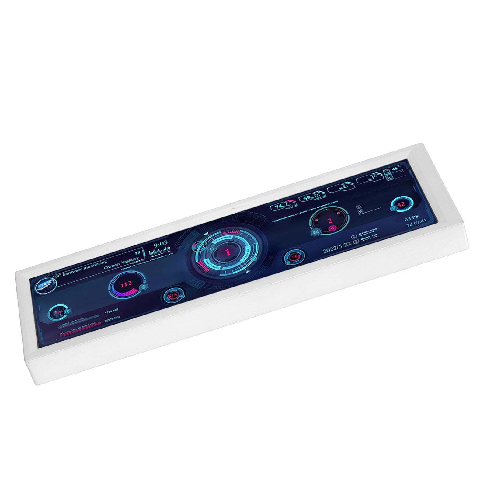 SIXRUN Display della Temperatura del PC da 8,8 Pollici, LCD IPS HD Professionale, Schermo Secondario per i Dati della CPU, Ideale per Programmatori e Giocatori (WHITE)