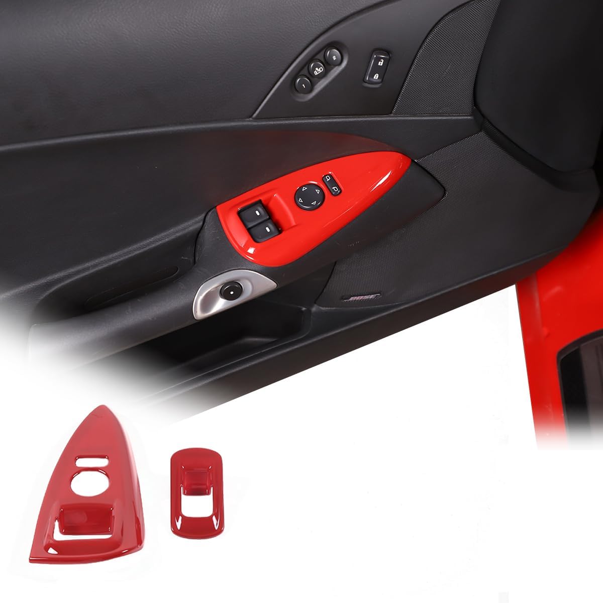 ABS Car Window Lift Switch Button Panel Frame Cover Trim Decoration Sticker For Chevrolet Corvette C6 2005-2013 Auto Glass Lift Switch Frame (Carbon Fiber)