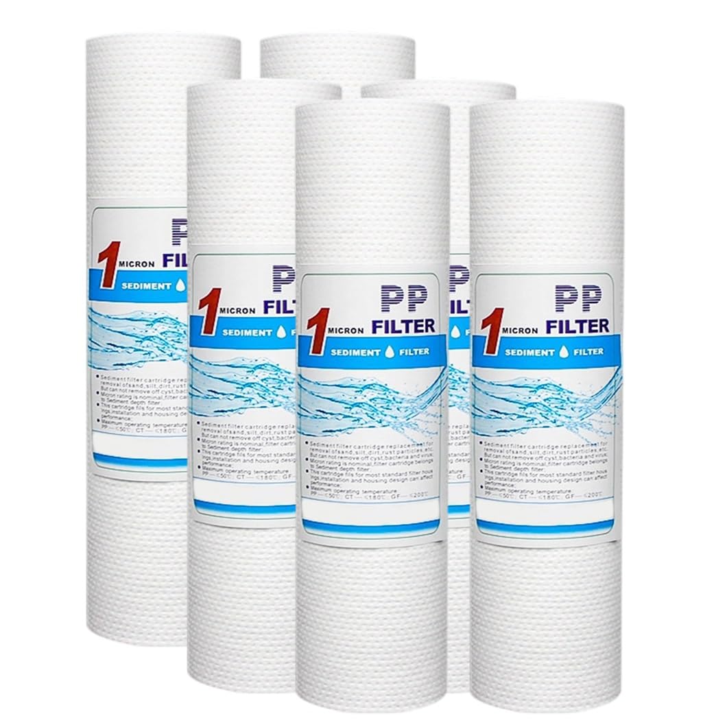 6-pak Igłowanych Filtrów Osadowych PP 10 X 2,5 Cala, Dokładność Filtracji 1/5 Mikrona Do Oczyszczaczy Wody Pod Zlewem I Domowych(1Micron)