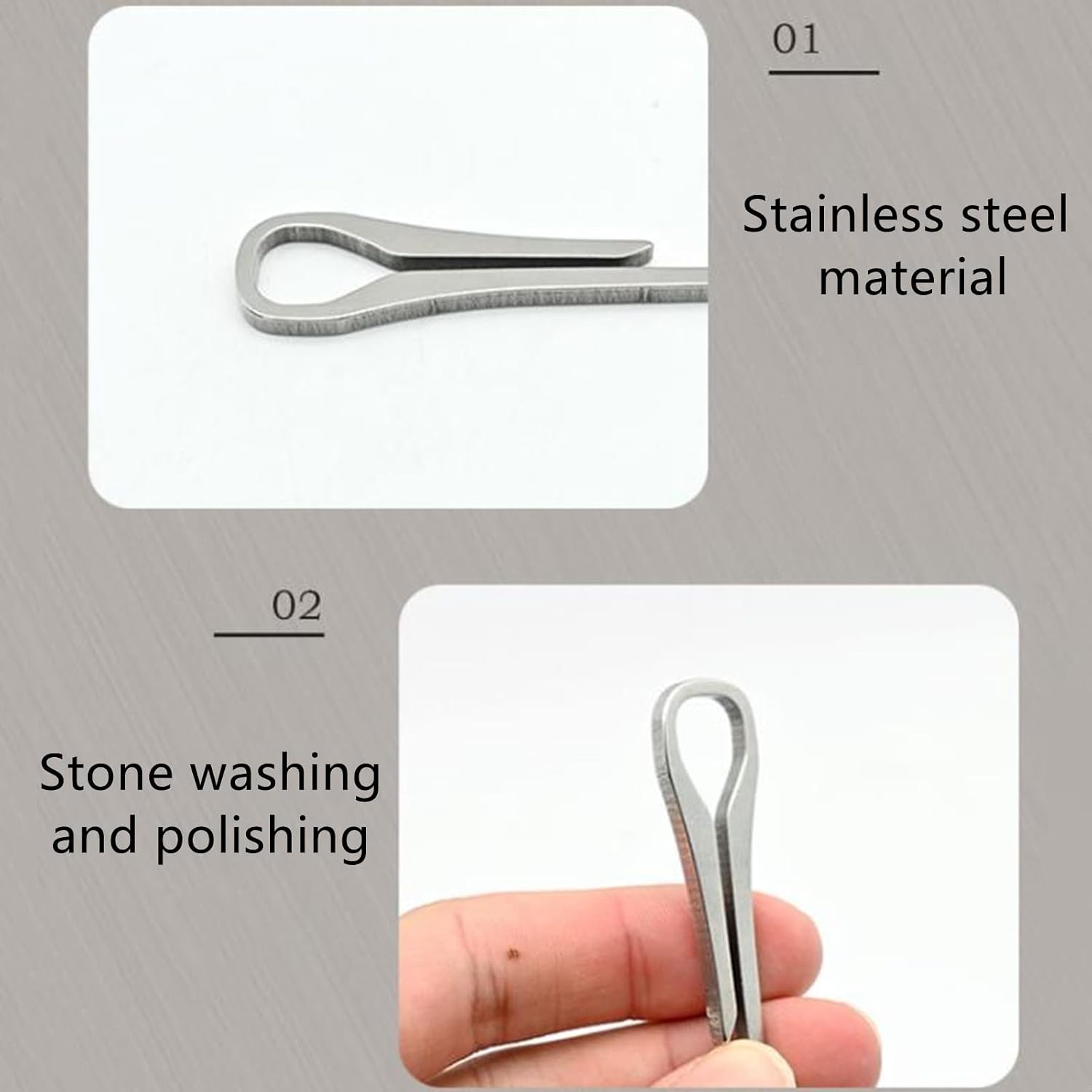 2 Pcs Keychain Pocket Clip Keyring Clasps Carabiner Stainless Steel Hanging Buckle Key Rings Holder Camping Accessories for Men Women