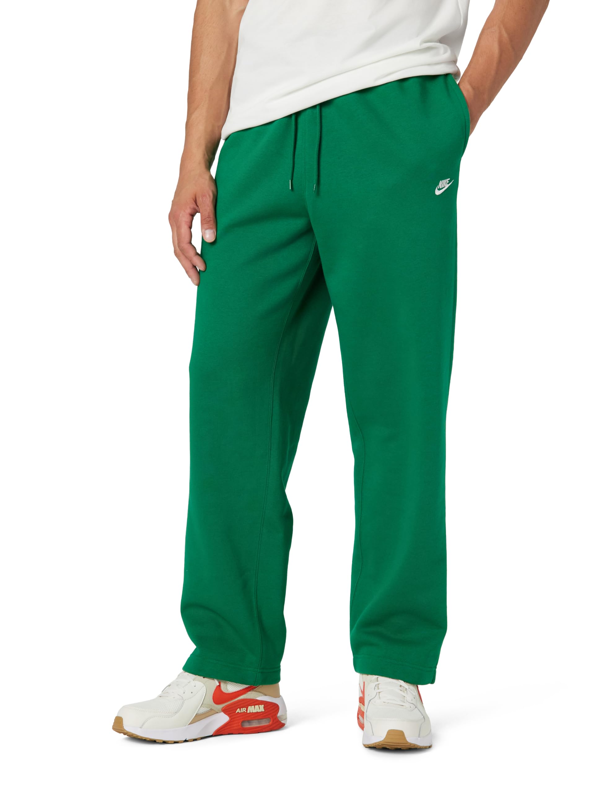 Nike Men's Club Open-Hem Fleece Pants, Malachite/Malachite/White, Large