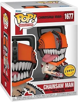 POP Anime: Chainsaw Man - Bloody Chainsaw Man Limited Edition Chase Funko Vinyl Figure (With Compatible Box Protective Case), Multicolor, 9.5cm