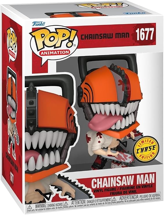 POP Anime: Chainsaw Man - Bloody Chainsaw Man Limited Edition Chase Funko Vinyl Figure (With Compatible Box Protective Case), Multicolor, 9.5cm