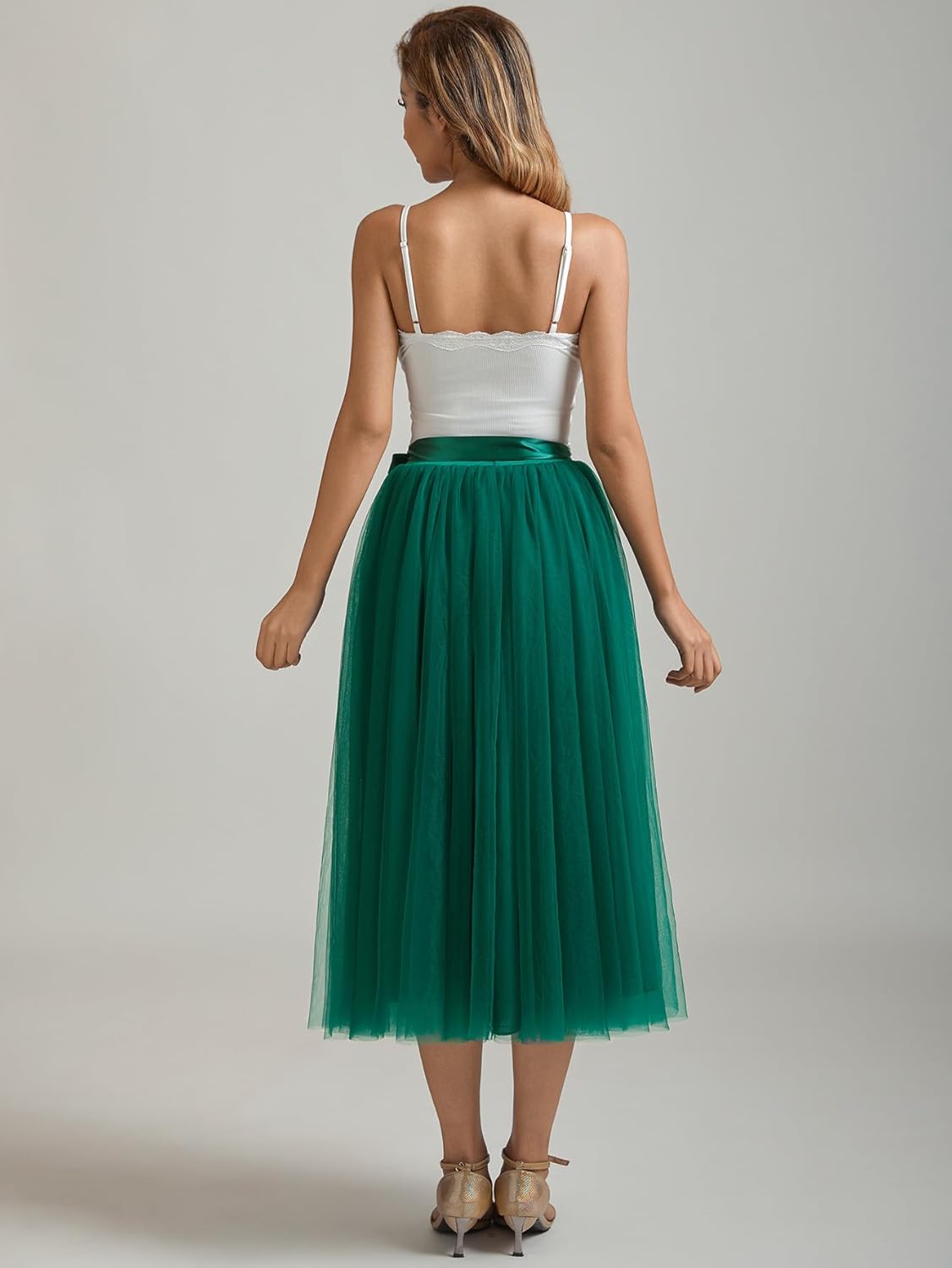 size XL A line Tea Length Tulle Skirt for Party Prom Casual Wear