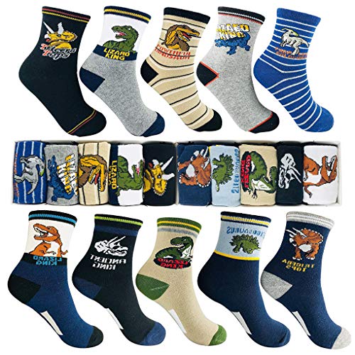 Memoryee jungen mode cartoon dinosaurier muster socken 4-16year alt beste geschenk kinder bunt baumwolle sport crew socke 10 paket set Cover