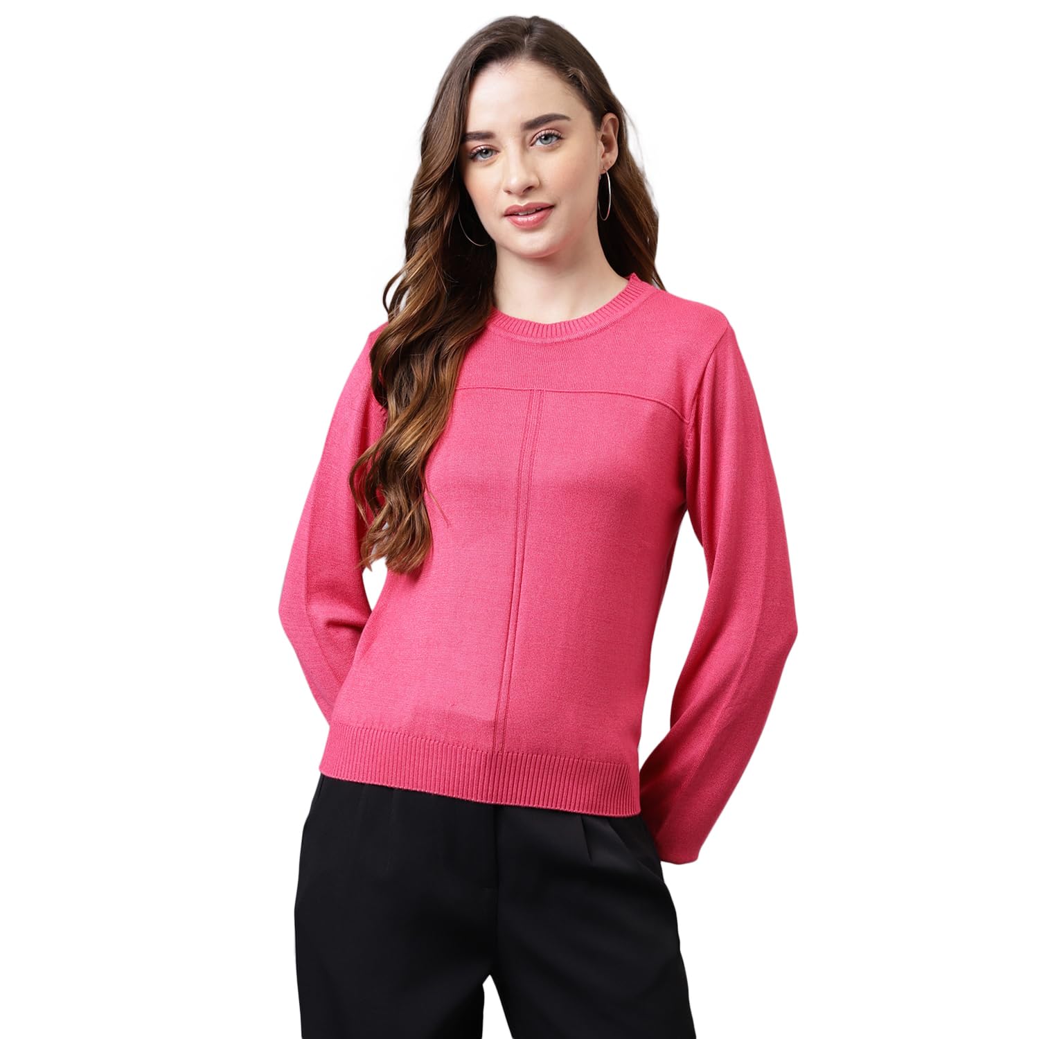 latin quarters Women's Full Sleeve Fuchsia Pullover | Regular Fit Winter Sweater for Girls-picture-26