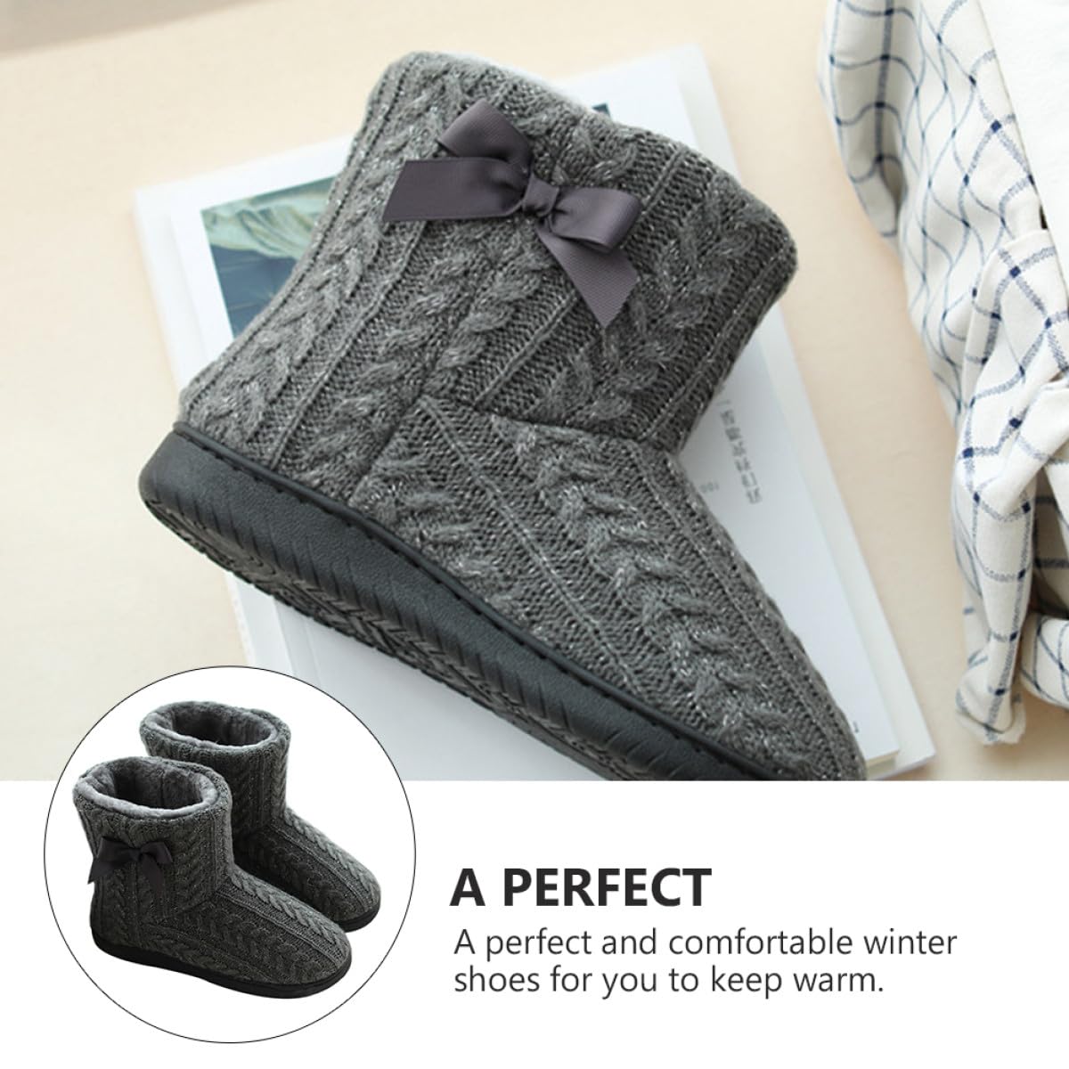 Botas de Invierno para Mujer, Antideslizantes, de Punto, Talla 39-40