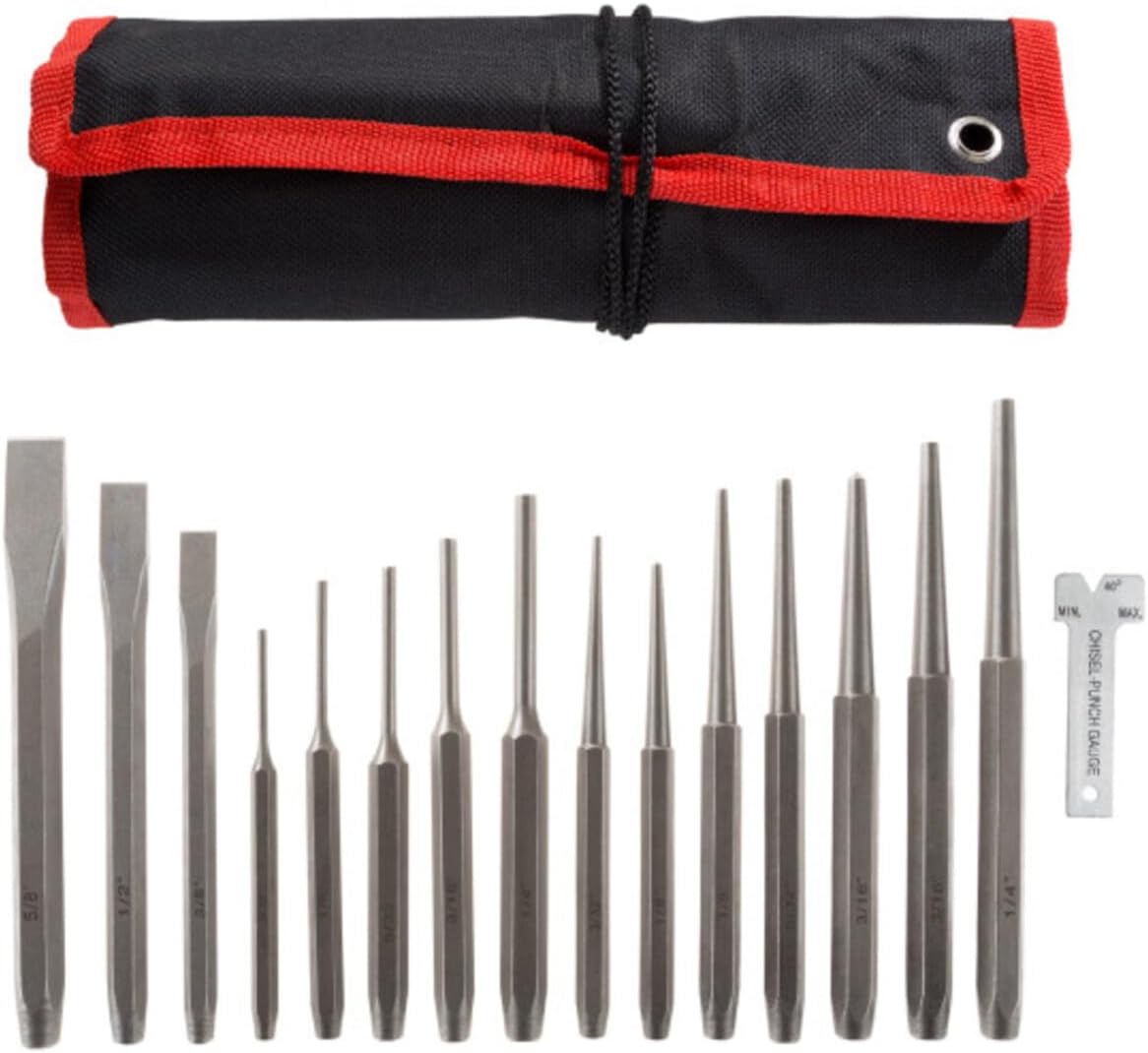 Stalwart Punch And Chisel Set, 16 Pieces- Includes Taper Punches, Cold Chisels, Pin Punches, Center Punches, Chisel Gauge, and Storage Case- By