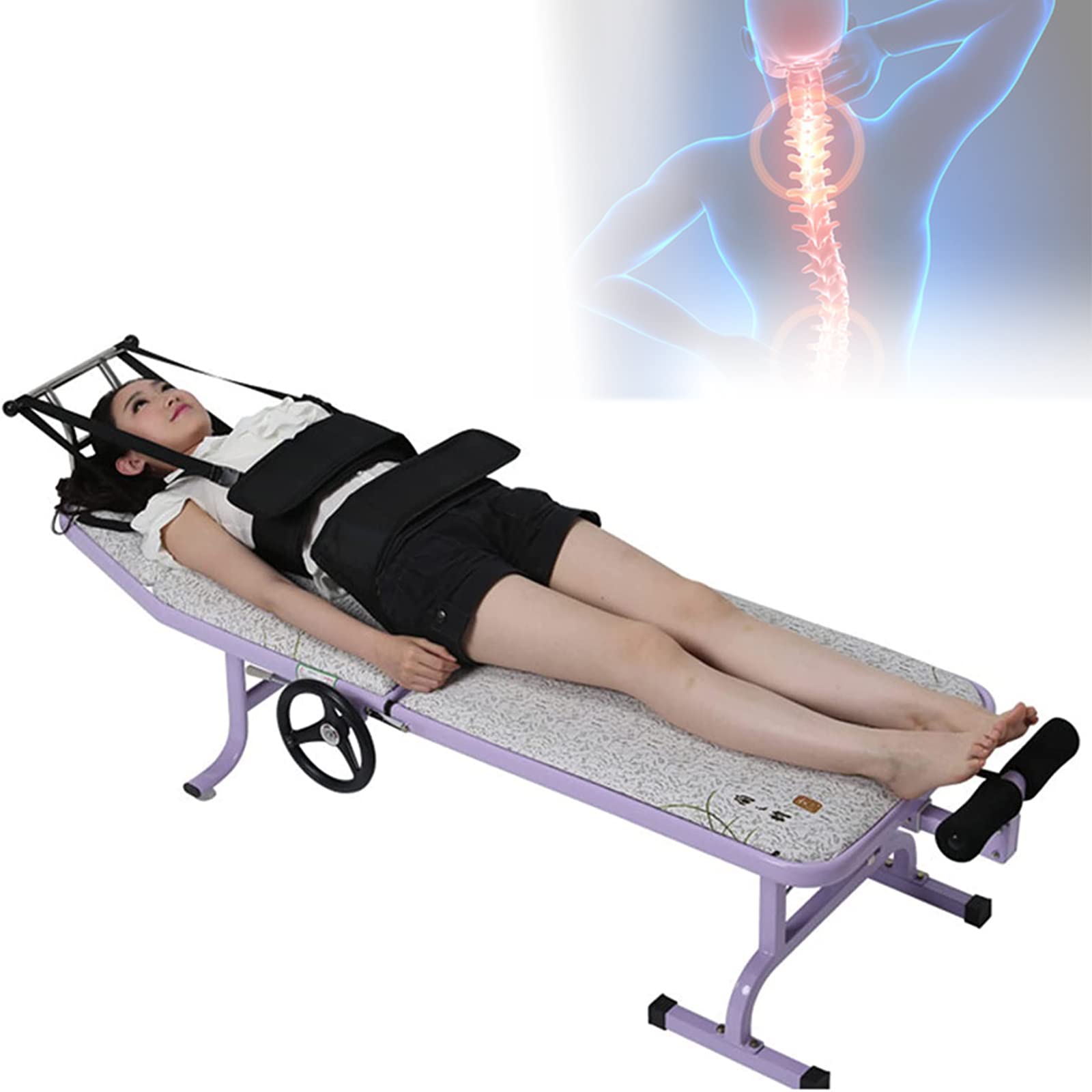 Máquina de Tracción Lumbar Multifuncional, Máquina de Extensión de Tracción Lumbar, Cama de Tracción Cervical y Lumbar, Fácil de Usar, Adecuada para Clínicas de Oficina en el Hogar para Aliviar