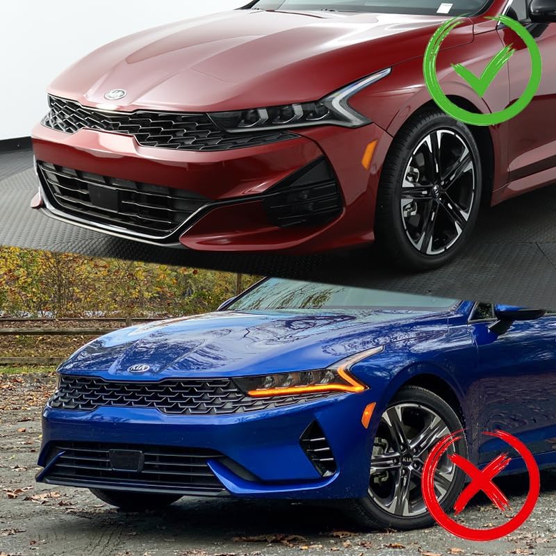 3PCS ABS STP-Style Front Bumper Lip Spoiler, Chin Spoiler, Front Splitter, Compatible with 2021-2024 Kia K5 GT-Line Models, Exterior Replacement Part (Carbon Look)