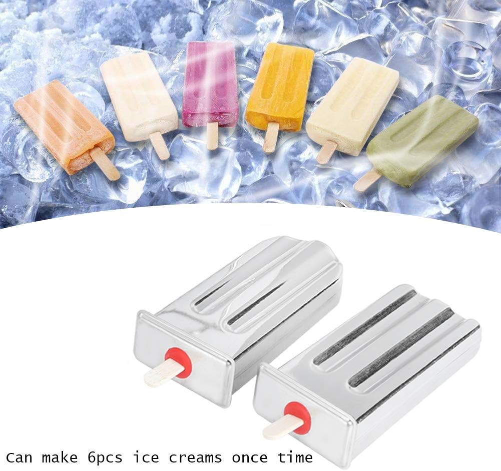 Popsicle Molds, Ice Pop Molds, 6 Molds Stainless Steel Ice Cream Molds Popsicle Maker Molds Making Tool with Rack Cleaning Brush for Kitchen
