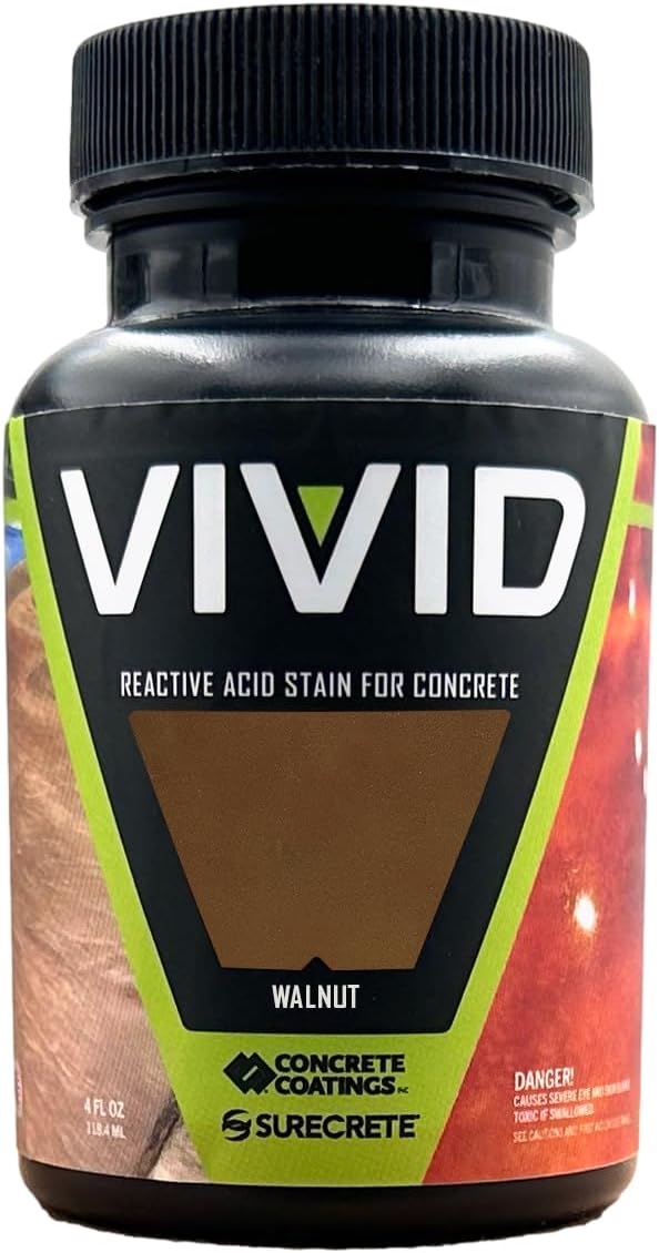 CC Concrete Coatings Vivid Acid Stain for Concrete | Walnut | 4 oz Tester