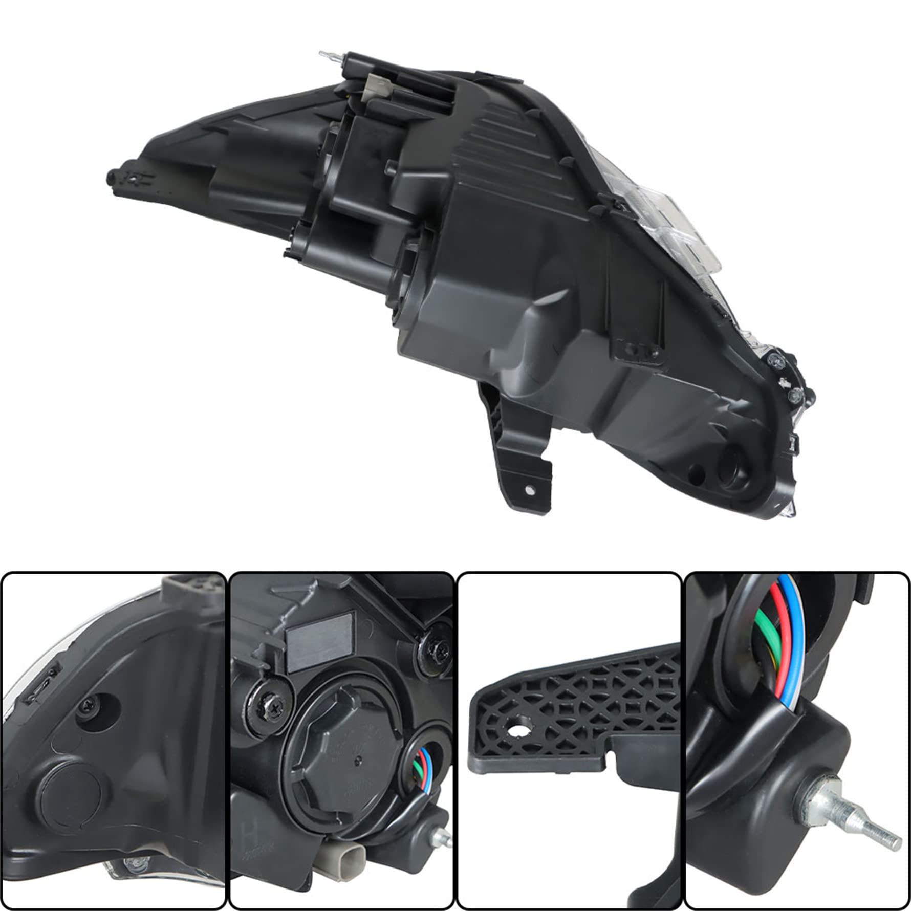 munirater Headlight Assembly Projector Halogen Headlamp Black Housing