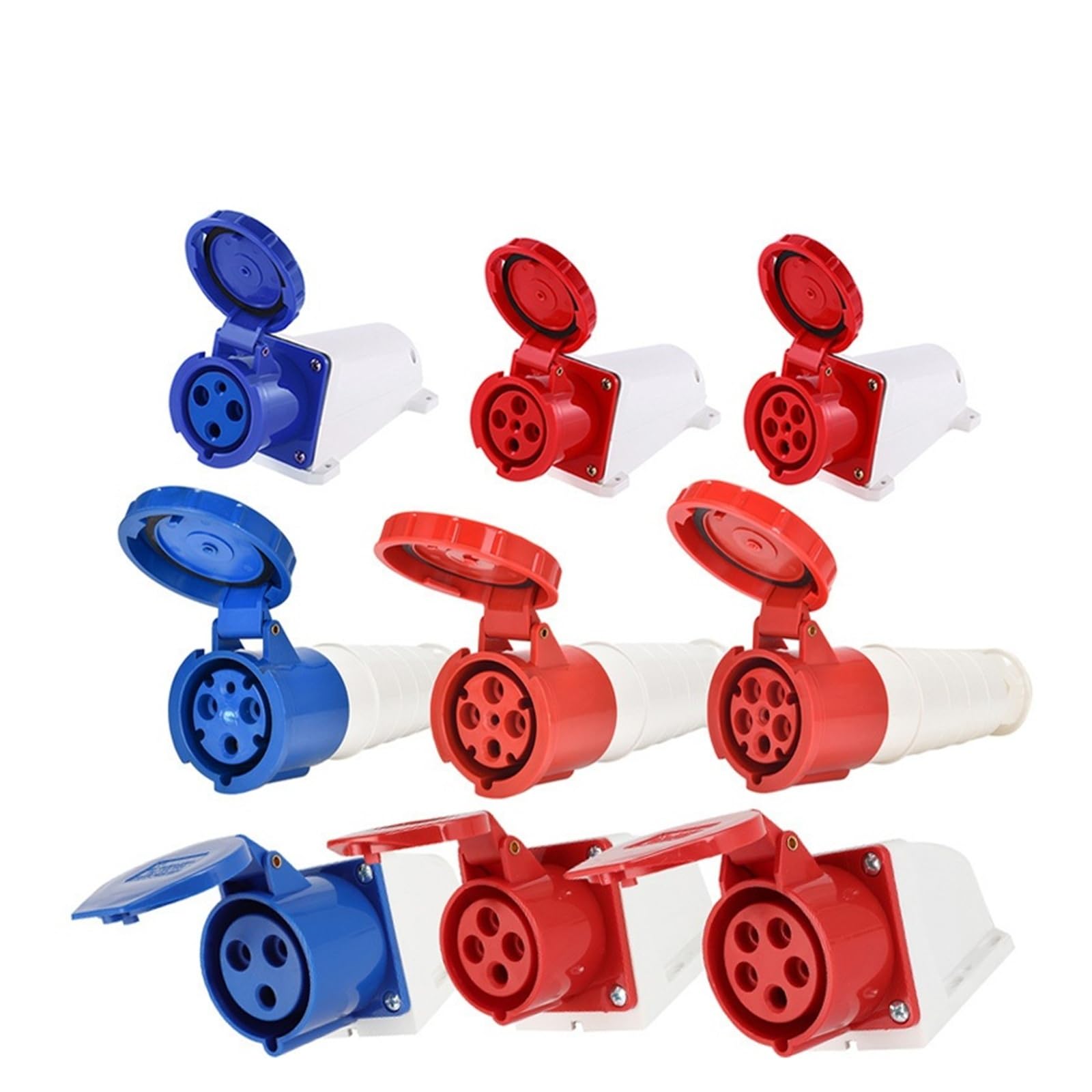 Industrial plug and socket waterproof connector 3PIN 4PIN 5PIN 16A/32A IP44 waterproof electrical connection wall mount socket(16A Plug,20 Pcs,5 Pin)