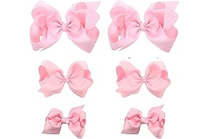 6PCS Light Pink Bow Clips for Girls