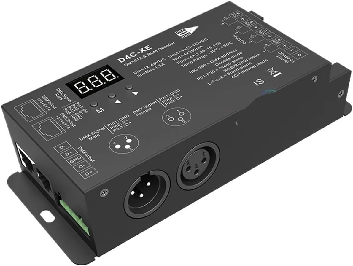 4CH CV DMX512 decoder RDM PWM Frequency Controller Tuya 12V-36V 24V 8A/CH D4-XE Suitable for Monochrome Light Strips