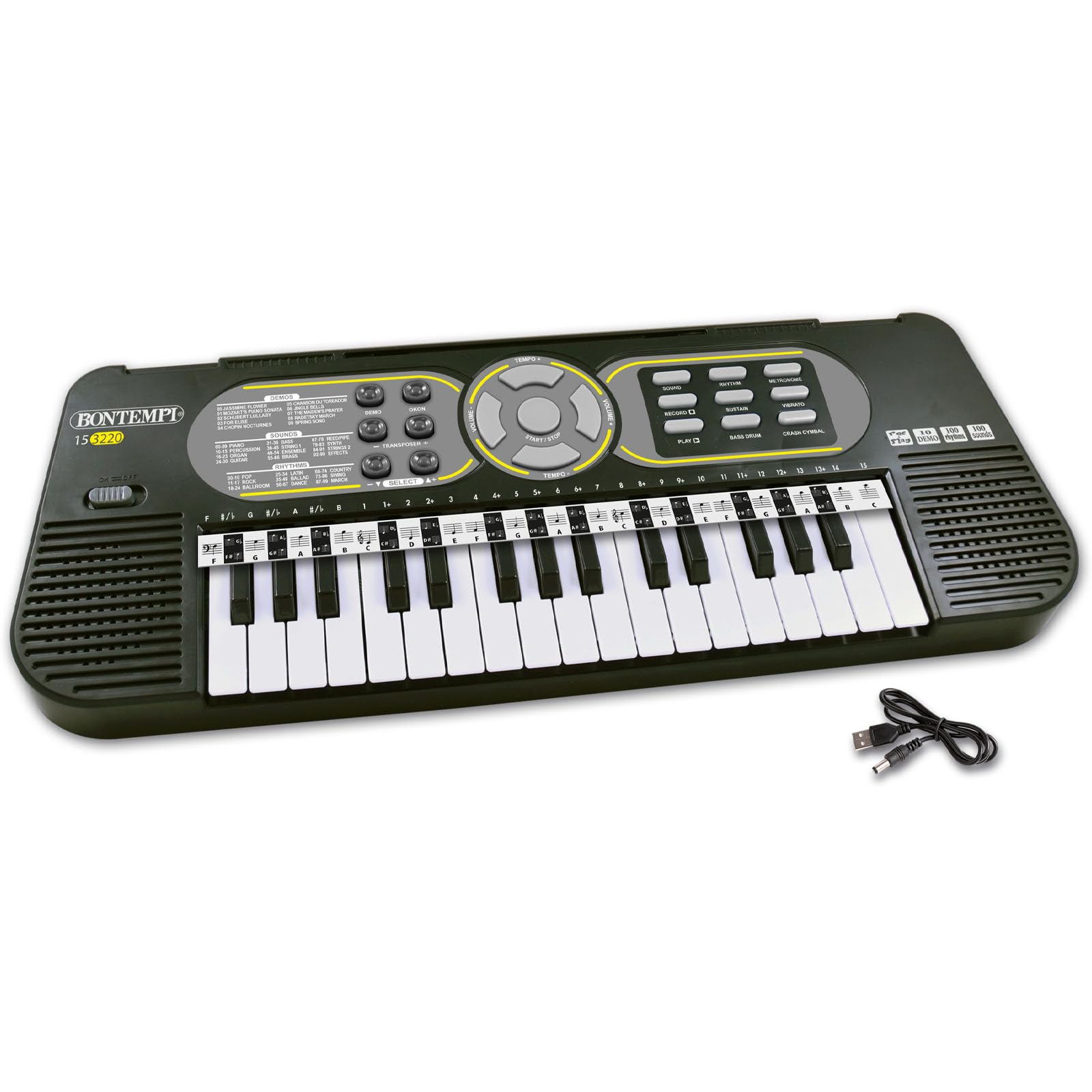 Bontempi | MiniKey - Tastiera Portatile a 32 Tasti con Passo Mini e Versatile Opzione di Alimentazione, 430x160x50 mm