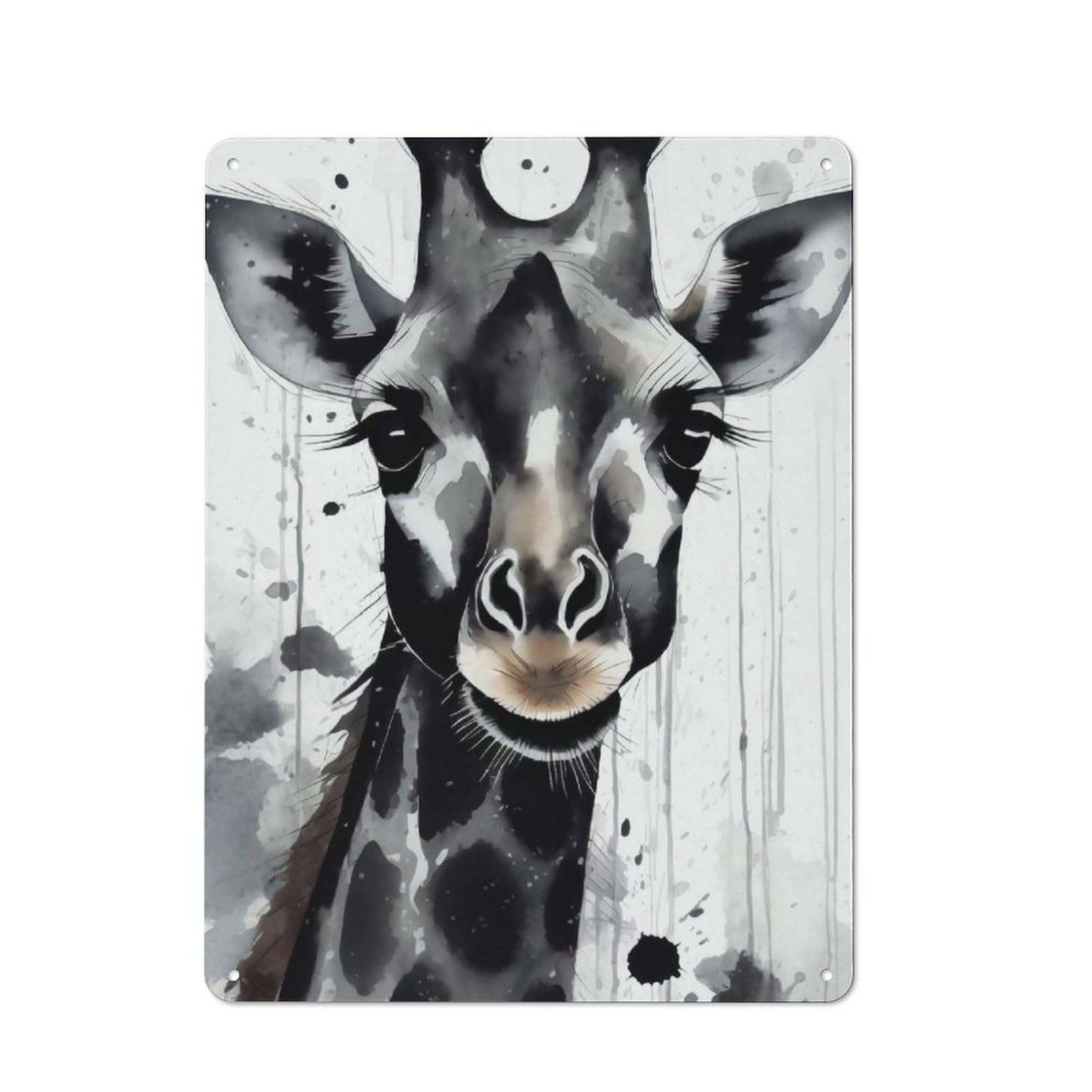 Junmoney Style-18 Watercolor Painted Giraffe Retro Tin Sign 40X30cm For Café Or Restaurant, Housewarming Wall Decor For People Furnishing Café And Restaurant