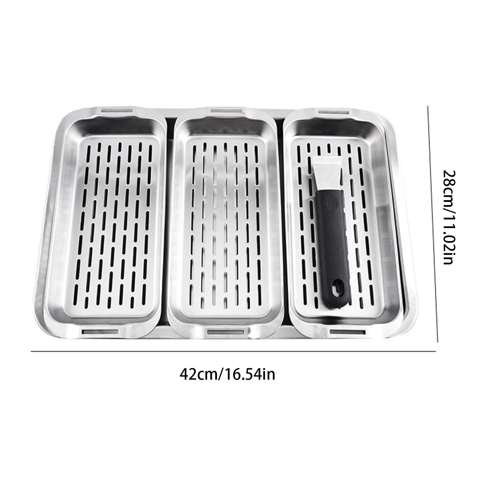 Cestello Per Grigliare Verdure Acciaio Inossidabile, Impugnatura Sicura, | Set Di Cestini Per Griglia BBQ per Verdure alla Griglia, Carne, Pesce, Peperoni, Gamberi, Picnic e Riu