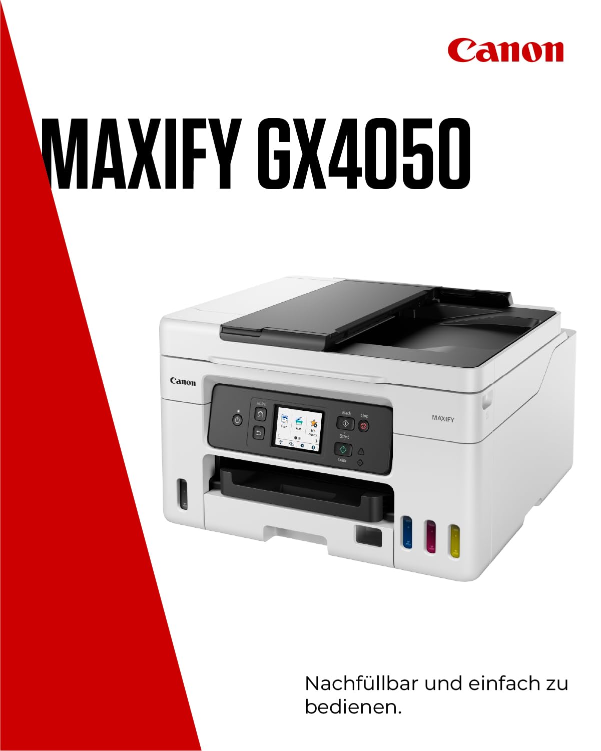 Canon MAXIFY GX4050 Drucker für den Heimgebrauch & Büro – Farbdrucker & Scanner All-in-One Kabellos | MegaTank Tintenstrahldrucker, Kopierer, Scanner & Fax | WLAN, Ethernet & USB-Verbindung A4-Drucker