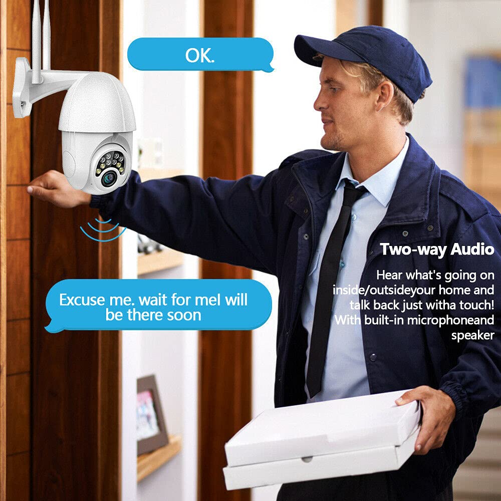 EFAN Telecamera di Sorveglianza WiFi Esterno 1080P HD, Telecamera IP WLAN con Zoom Digitale 4X, Tracciamento Automatico, Audio a 2 Vie Pan 355° & Tilt 90°, Impermeabile IP66 Home Security Camera
