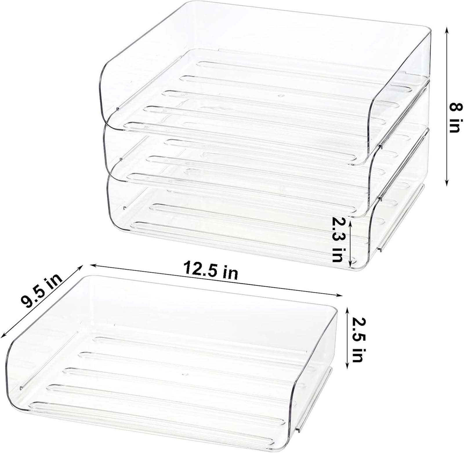 Organizer BüRo 3-teilige stapelbare Papierablagen, transparentes Schreibtisch-Briefablage-Set, 3-stufige Akten- und Dokumentenablage for A4-Papier, Zeitschriften, Quittungen