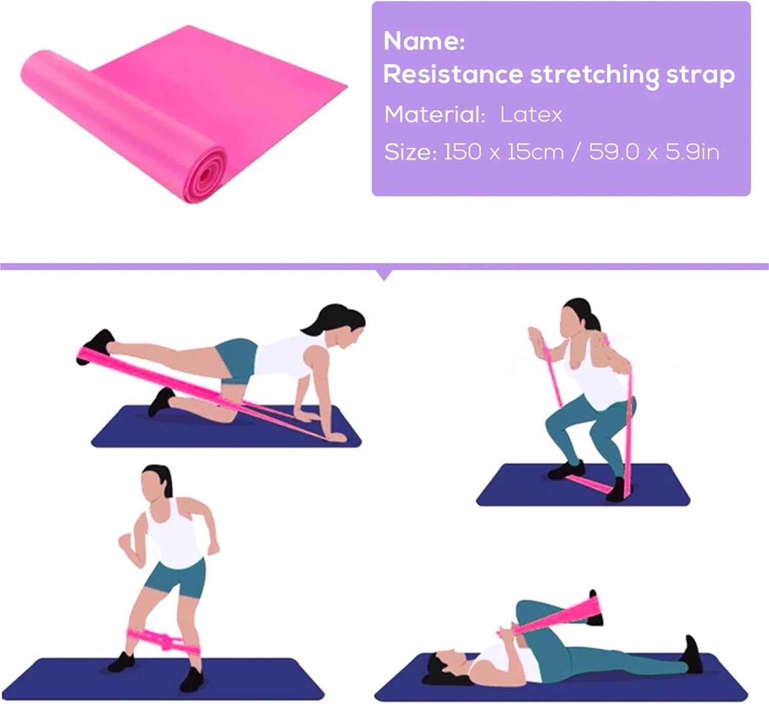 Yoga Wedge Block 4pcs Yoga Set Brick Block Stretching Extension Latex Pull Resistance Loop Rubber Elastic Band Body Shape