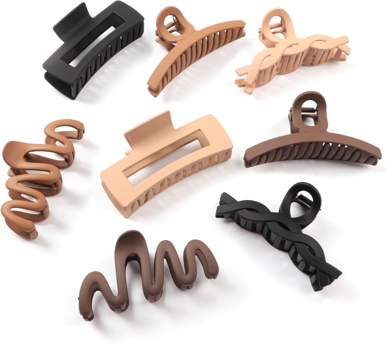 AuroTrends Cute Hair Clips for Women 8PCS, Matte Claw Clips for Women/Girls with Non-Slip Grip – Hair Accessories in Neutral Colors for Daily & Special Occasions(Neutral)