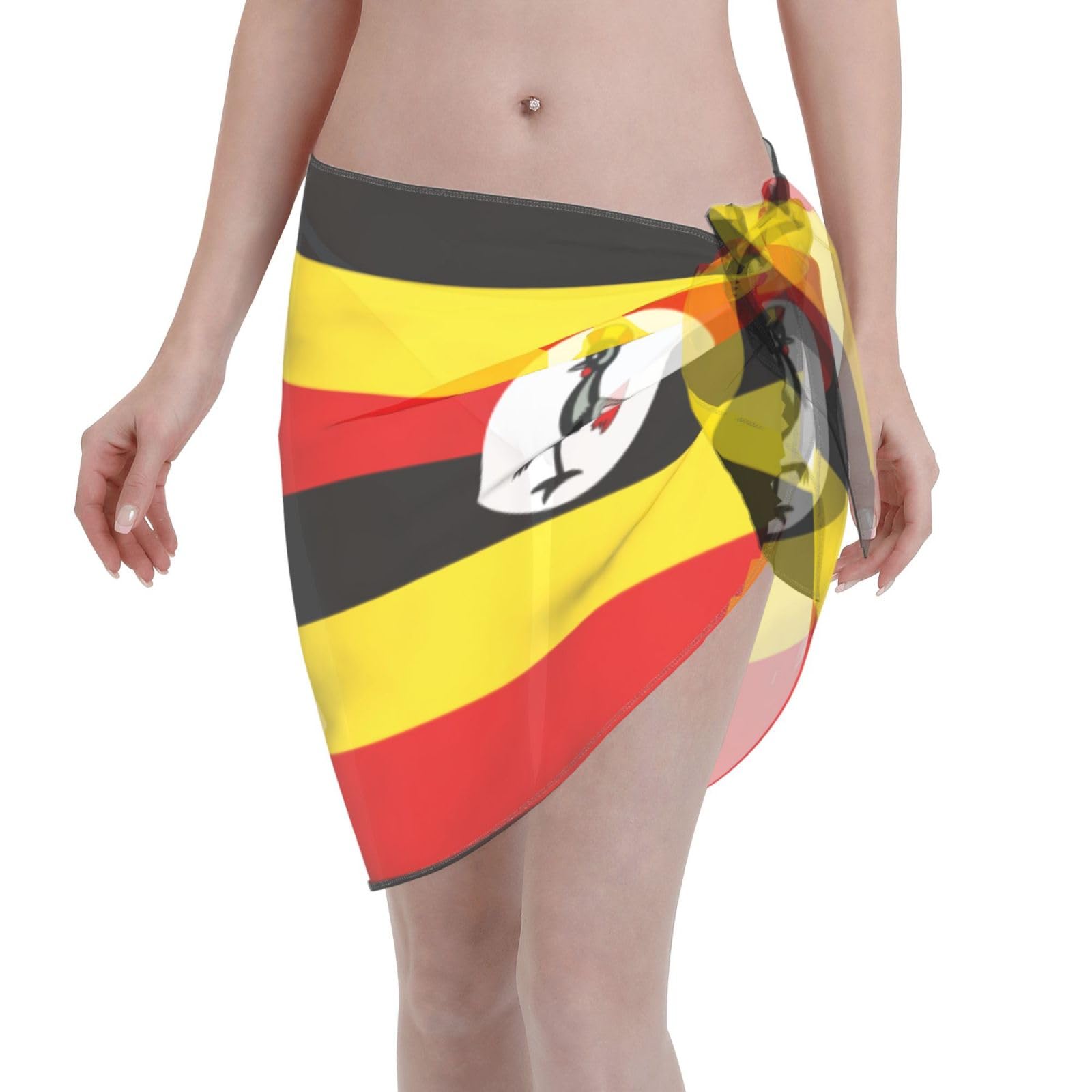 Peiyeety Unisex As Pic Flag Of Uganda Women Short Wrap Skirt Sexy Bikini Dress Beach Apron Swimsuit Shawl Sarongs Black