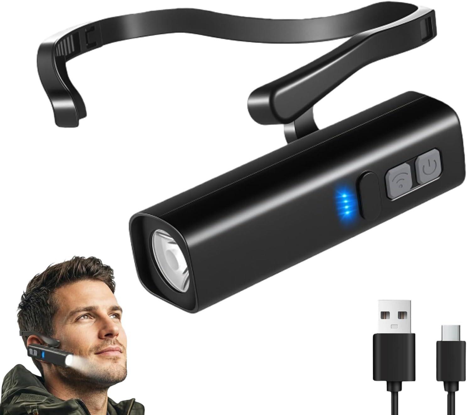 Amazon.com : Lightweight LED Rechargeable Ear Worn Headlamp with Motion ...