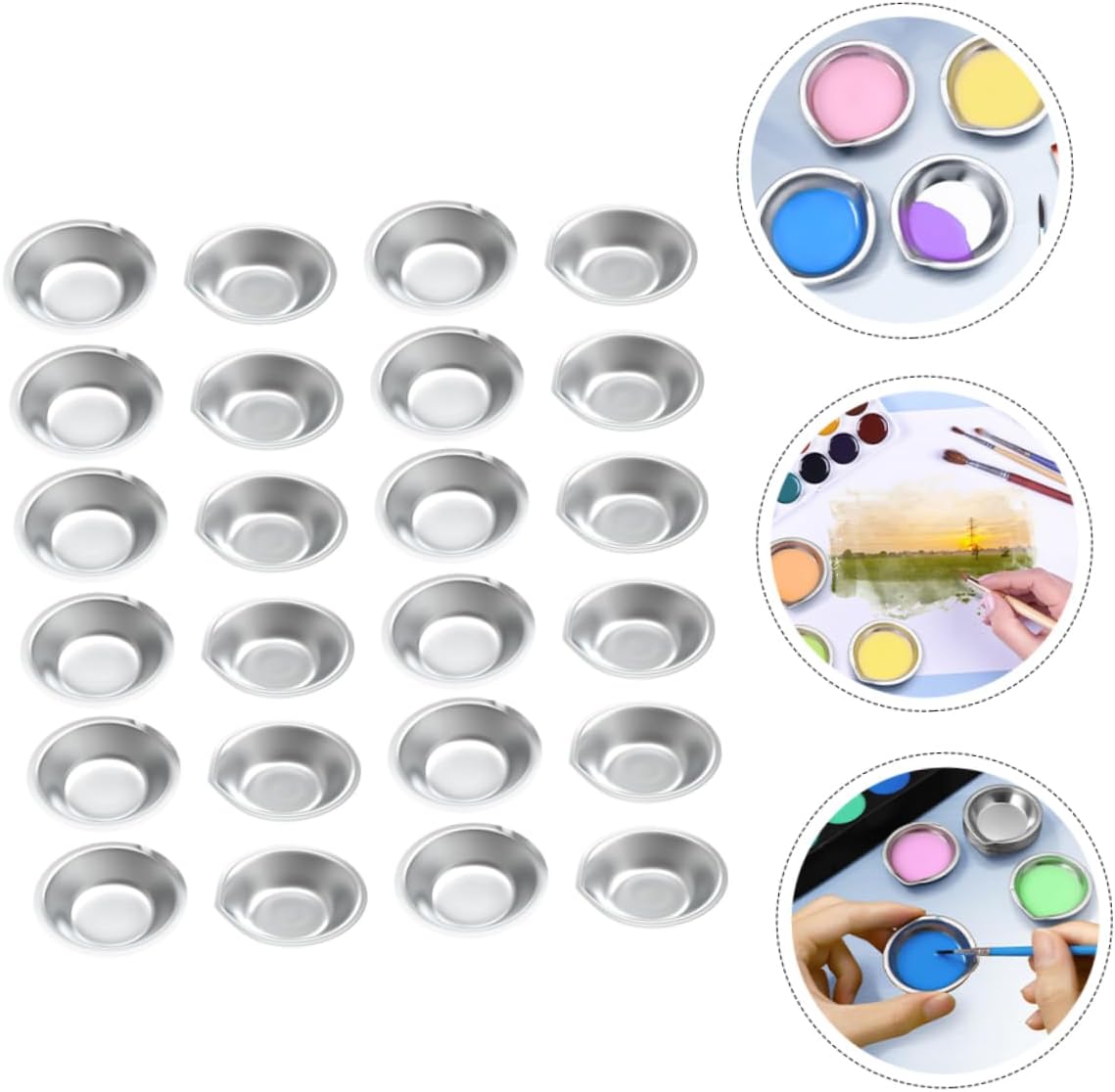 24pcs Stainless Steel Paint Mixing Trays for Model Painting