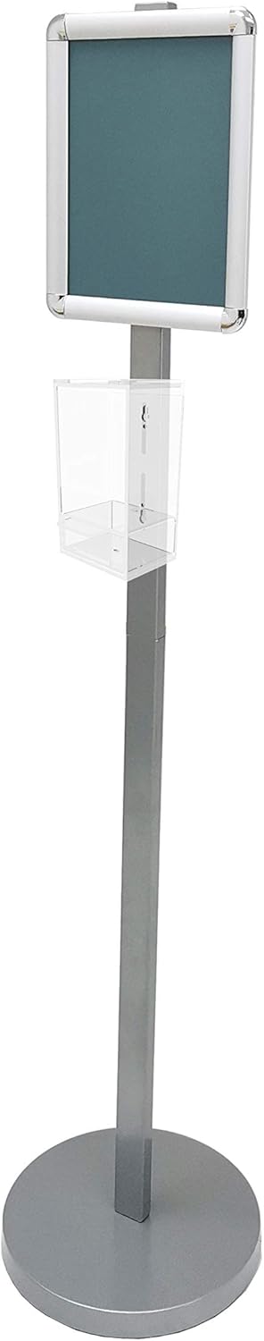 FixtureDisplays® Floor Standing Signage Frame 8.5x11" Media Size With Hand Sanitizer HOLDDR 10049+119085-NEW-2D